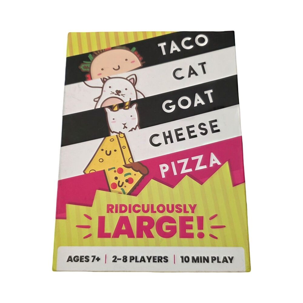 Taco Cat Goat Cheese Pizza Ridiculously Large Card Game Dolphin Hat Open Unused